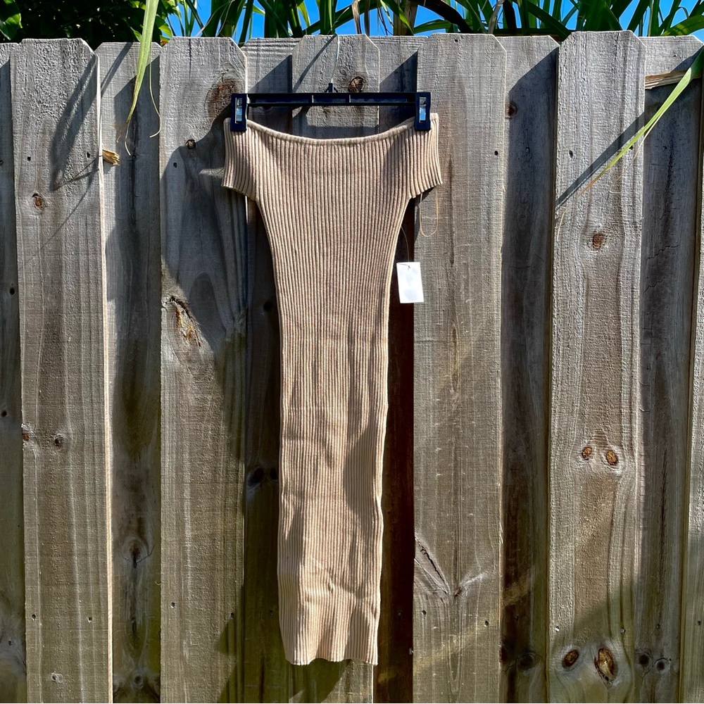 Nude Ribbed Bodycon Dress